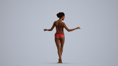 3D people model woman pool, scanned human for 3ds Max rendering, front view render