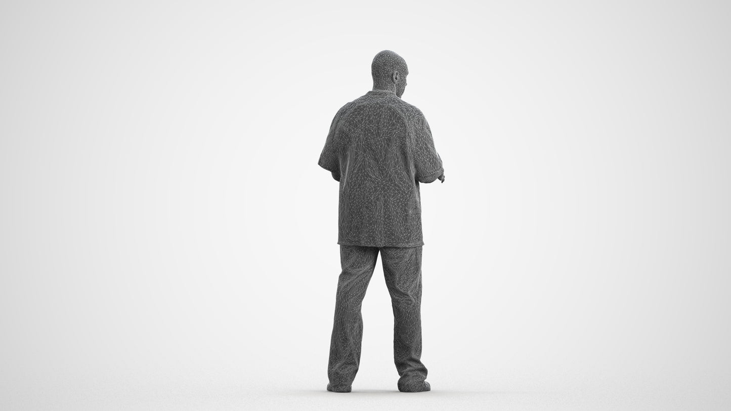 photogrammetry 3D man medical, realistic human model archviz FBX, wireframe front view