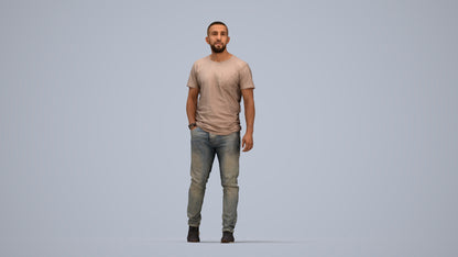 scanned 3D man casual walking, photogrammetry people for Enscape and V-Ray, top-down view render