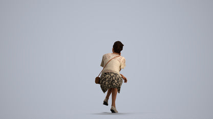 scanned 3D woman casual sitting, photogrammetry people for Enscape and V-Ray, front view render