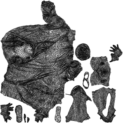 3D scanned girl kids casual, photorealistic archviz people for Enscape and SketchUp, wireframe top-down view