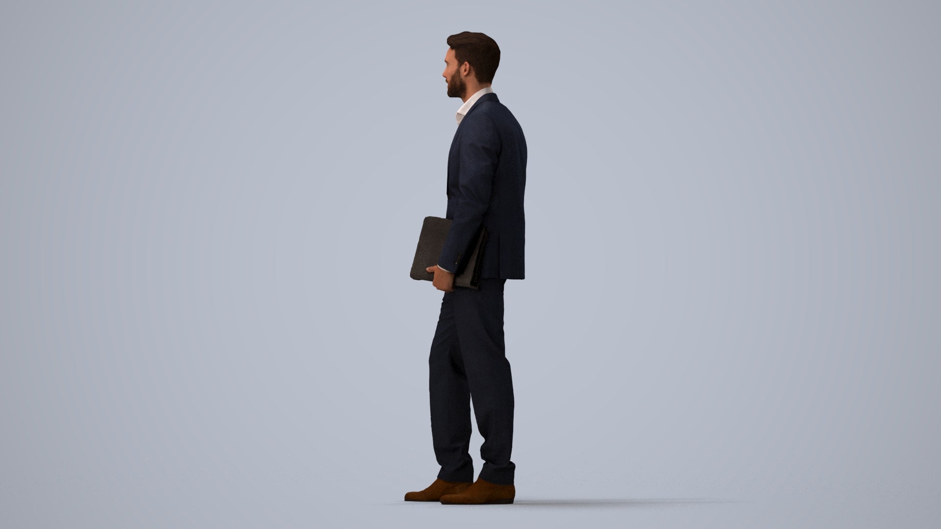realistic 3D people man business, render-ready for V-Ray and Corona, FBX OBJ, three-quarter view render