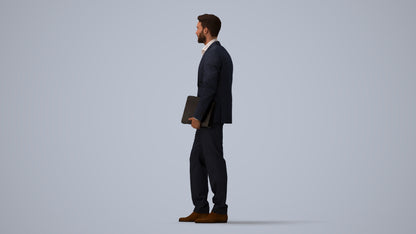 realistic 3D people man business, render-ready for V-Ray and Corona, FBX OBJ, three-quarter view render