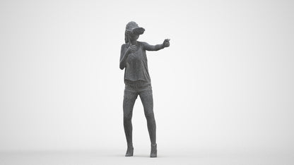 scanned 3D girl casual standing, photogrammetry people for Enscape and V-Ray, three-quarter front view render