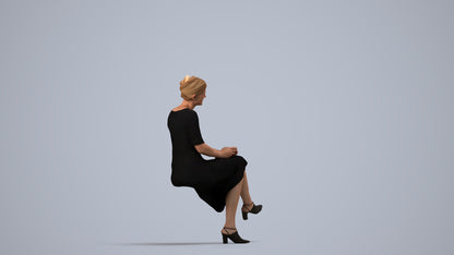 realistic 3D people woman business sitting, render-ready for V-Ray and Corona, FBX OBJ, side view render