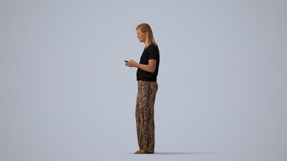 3D people model woman casual standing, scanned human for 3ds Max rendering, three-quarter view render