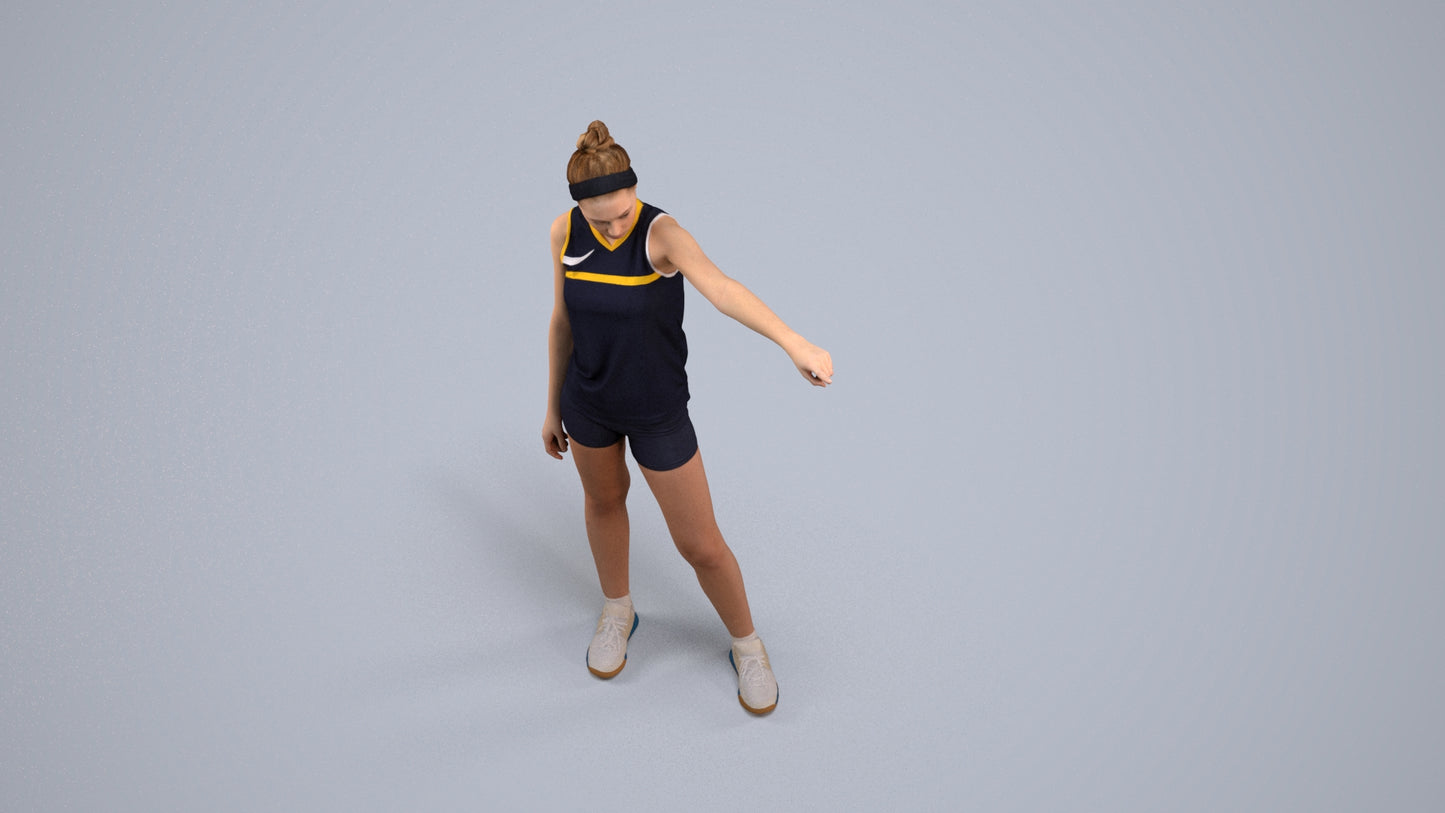 scanned 3D girl sport, photogrammetry people for Enscape and V-Ray, back view render
