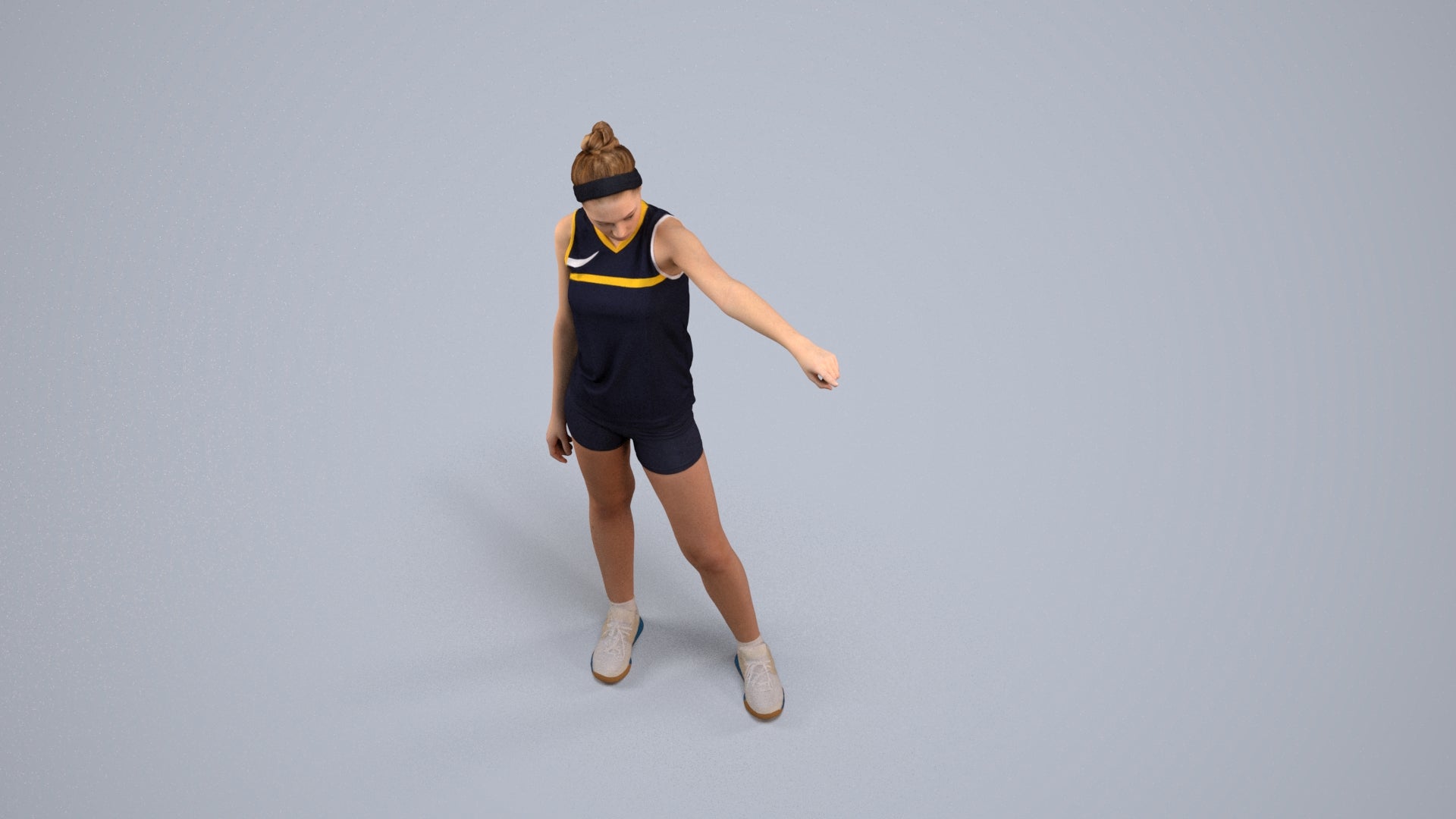 scanned 3D girl sport, photogrammetry people for Enscape and V-Ray, back view render