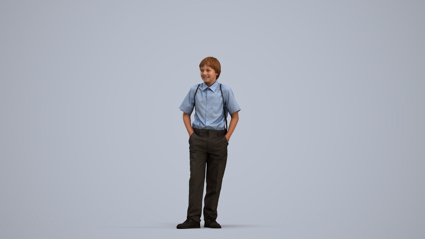 photogrammetry 3D boy kids, realistic human model archviz FBX, standing pose render