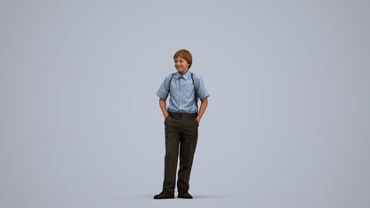 photogrammetry 3D boy kids, realistic human model archviz FBX, standing pose render