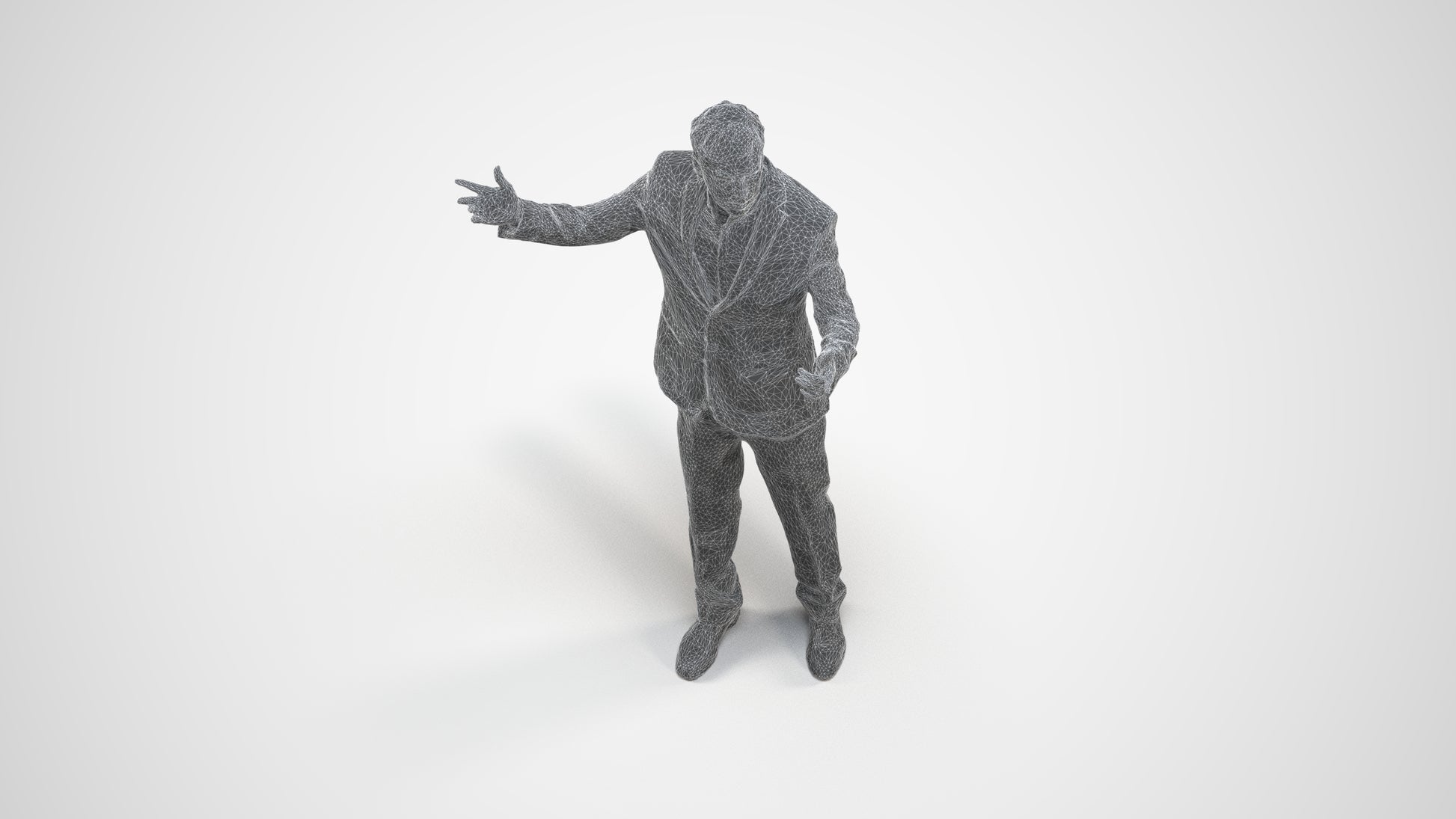 realistic 3D people man business, render-ready for V-Ray and Corona, FBX OBJ, wireframe three-quarter view