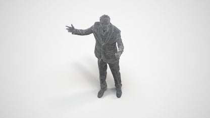 realistic 3D people man business, render-ready for V-Ray and Corona, FBX OBJ, wireframe three-quarter view