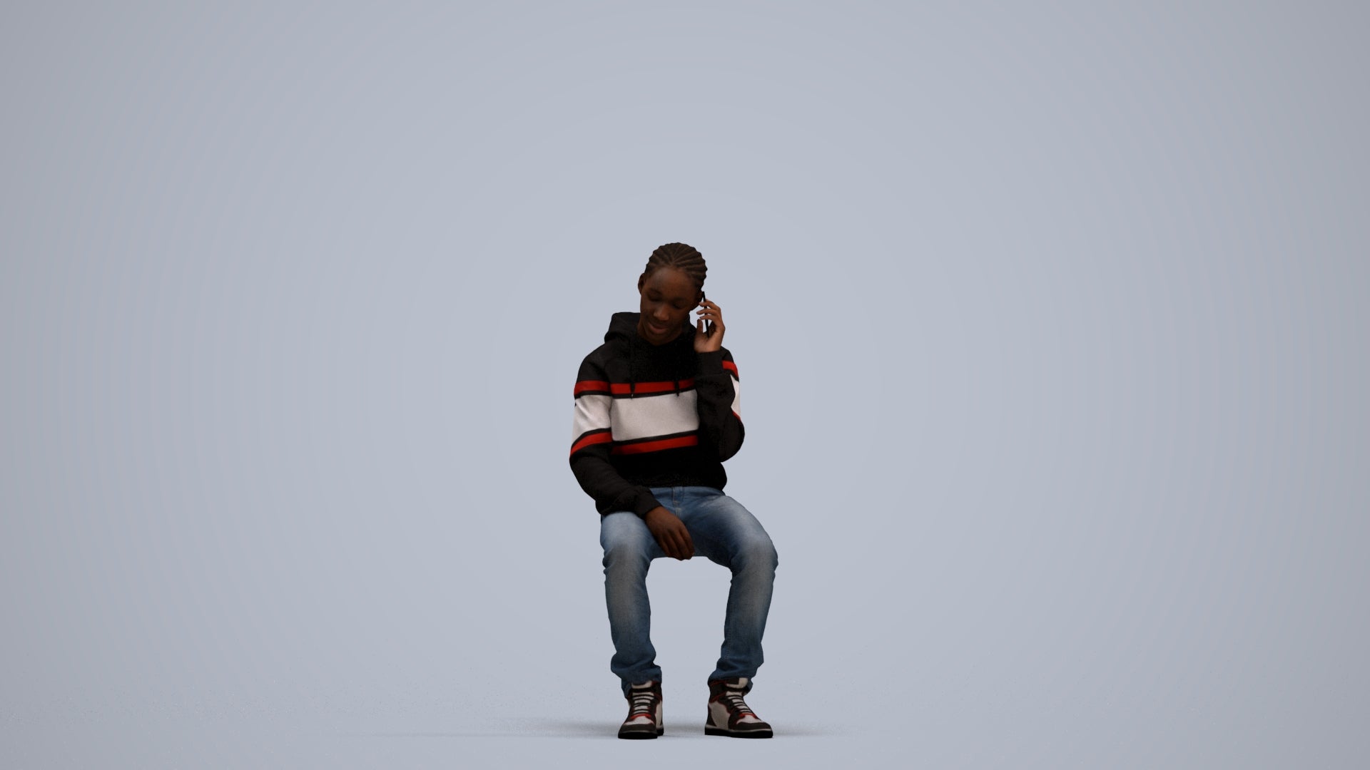 realistic 3D boy casual kids, scanned archviz people for Blender and 3ds Max, standing pose render