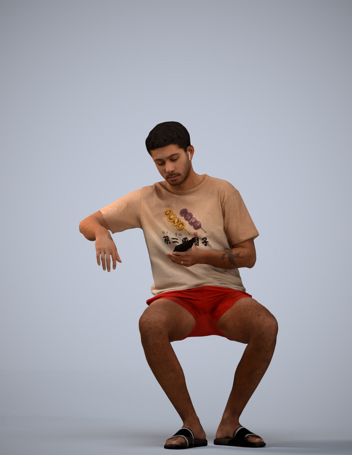 realistic 3D man casual sitting, scanned archviz people for Blender and 3ds Max