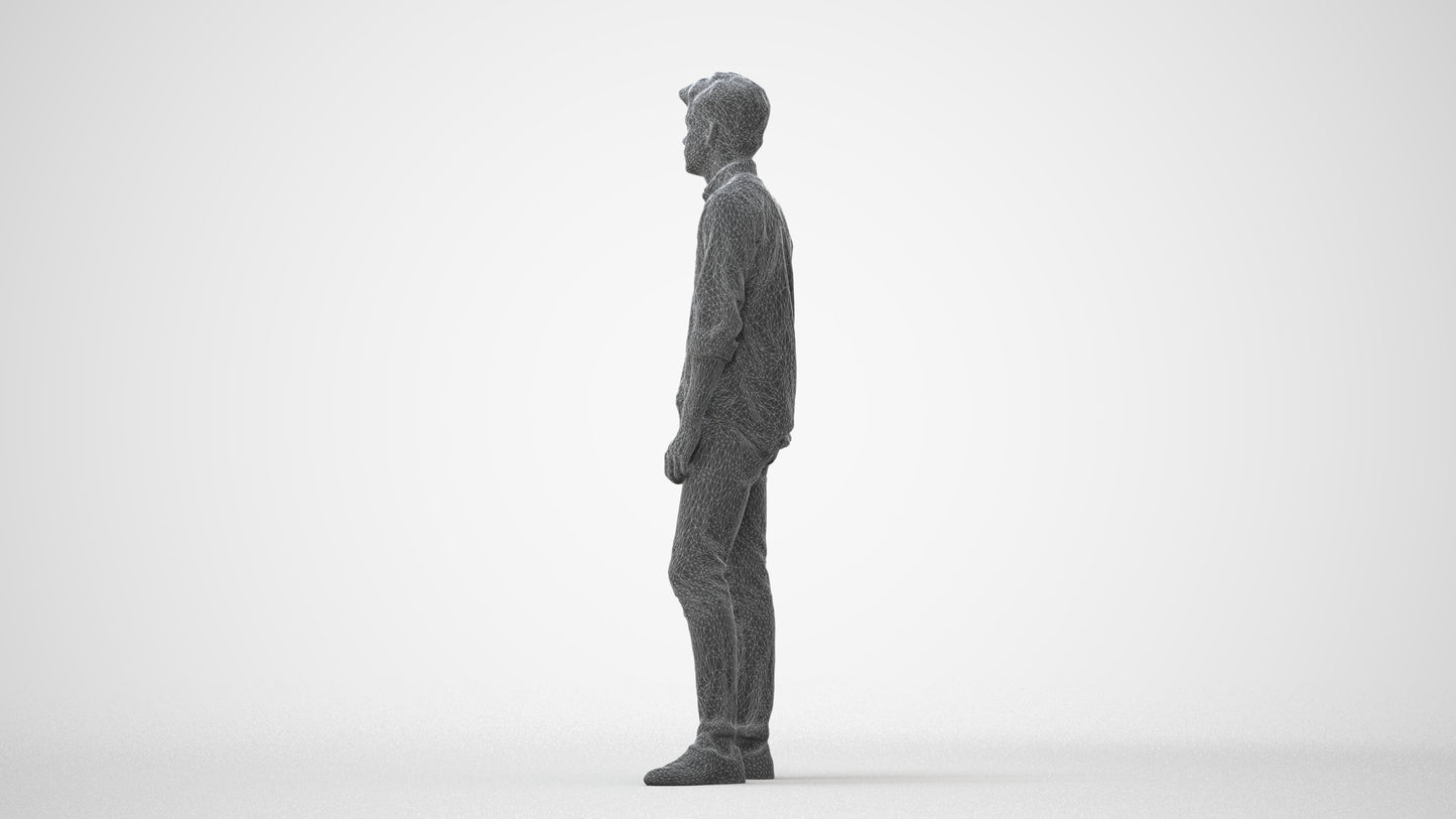 photogrammetry 3D man casual standing, realistic human model archviz FBX, square thumbnail