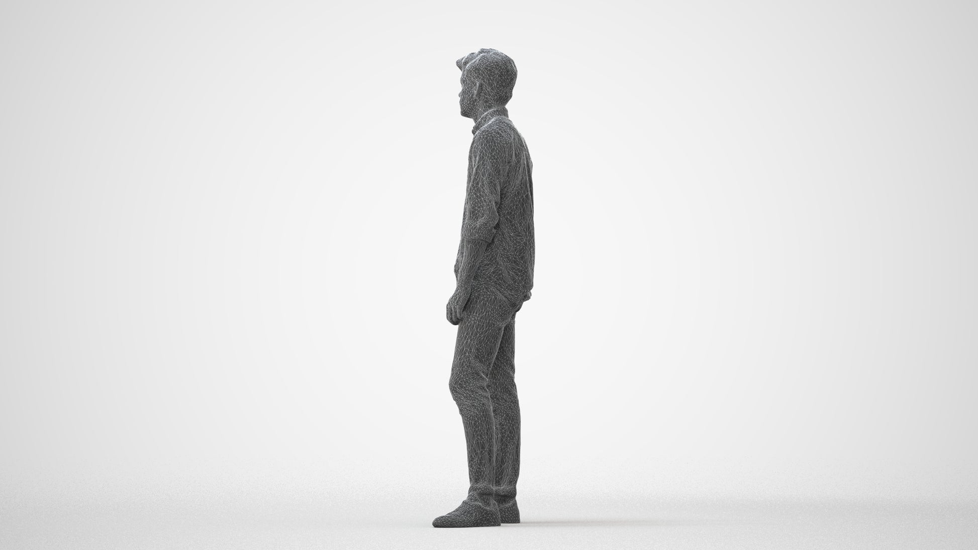 photogrammetry 3D man casual standing, realistic human model archviz FBX, square thumbnail