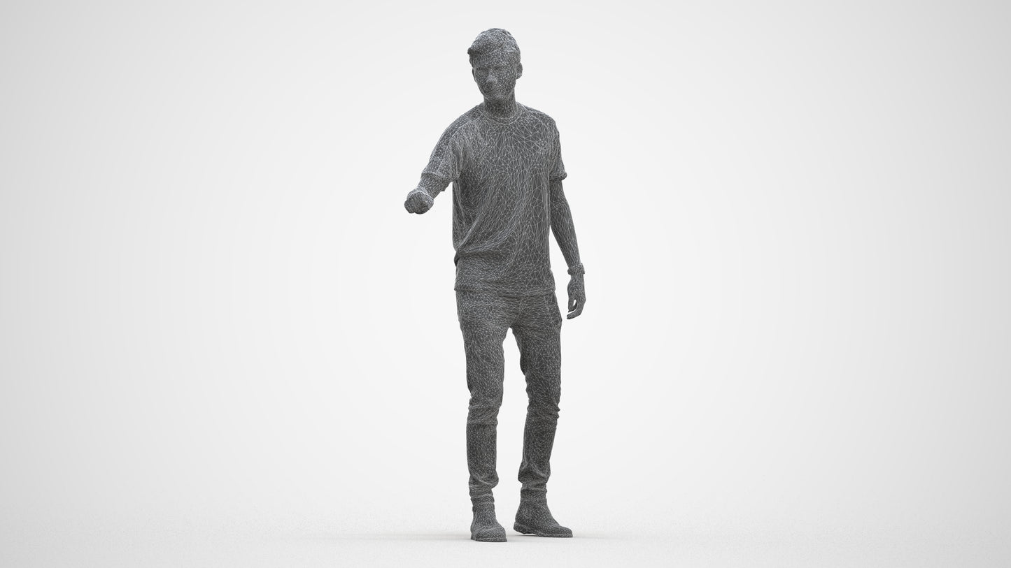 3D scanned man door casual, photorealistic archviz people for Enscape and SketchUp, three-quarter front view render