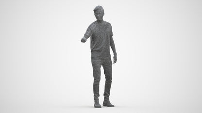 3D scanned man door casual, photorealistic archviz people for Enscape and SketchUp, three-quarter front view render