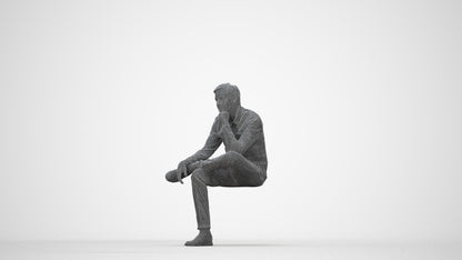 3D scanned man business, photorealistic archviz people for Enscape and SketchUp, wireframe back view