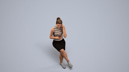 realistic 3D people woman sitting, render-ready for V-Ray and Corona, FBX OBJ, back view render