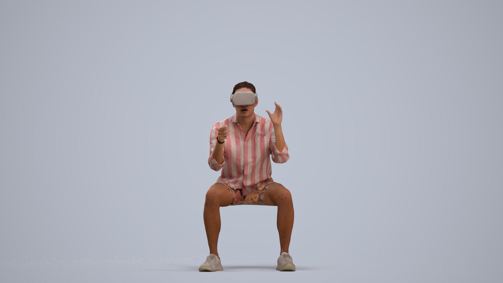 3D scanned man sitting casual, photorealistic archviz people for Enscape and SketchUp, standing pose render