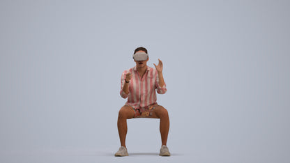 3D scanned man sitting casual, photorealistic archviz people for Enscape and SketchUp, standing pose render