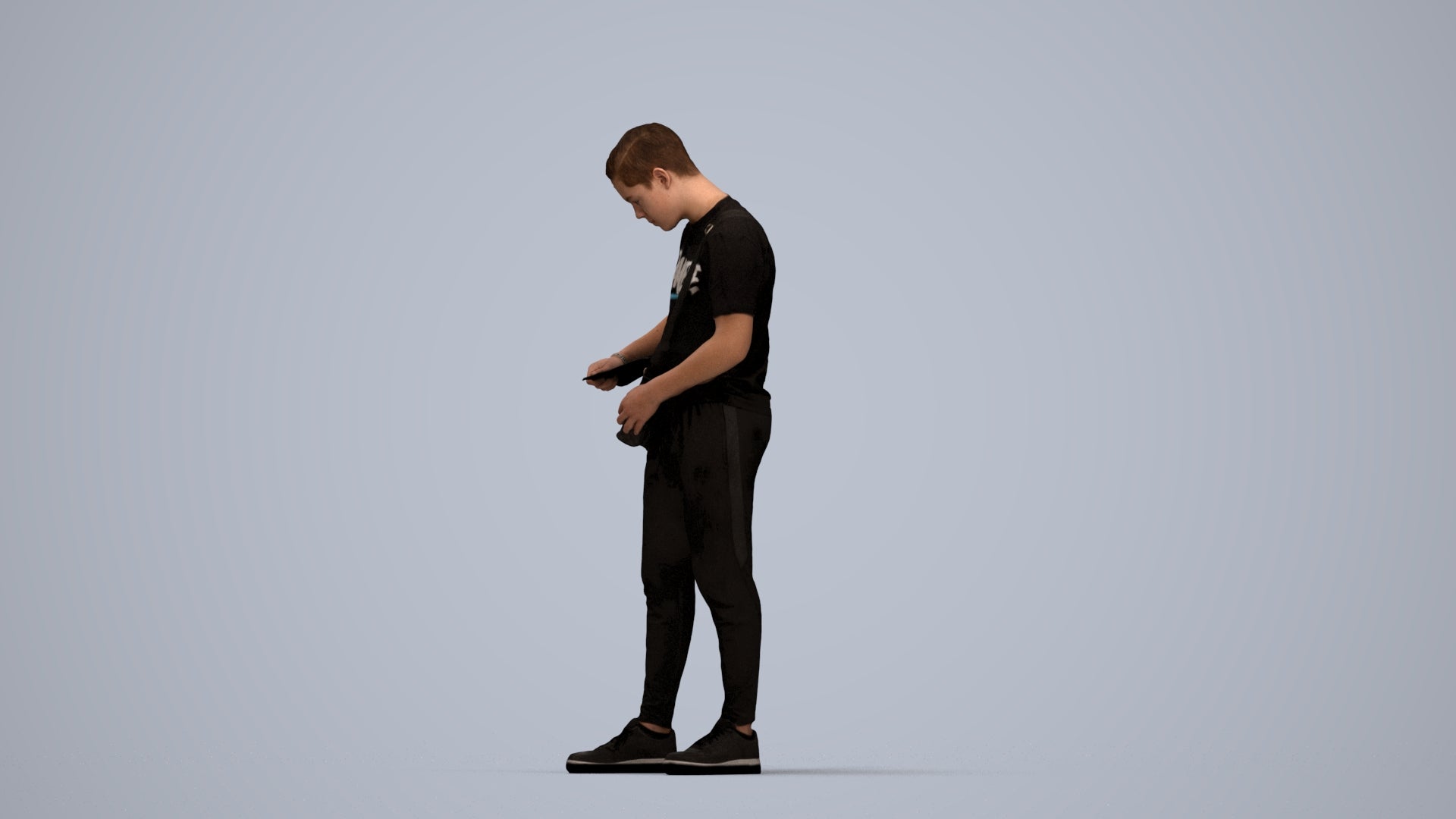 realistic 3D human boy casual kids, archviz people FBX OBJ for Blender, top-down view render