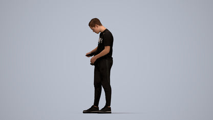 realistic 3D human boy casual kids, archviz people FBX OBJ for Blender, top-down view render