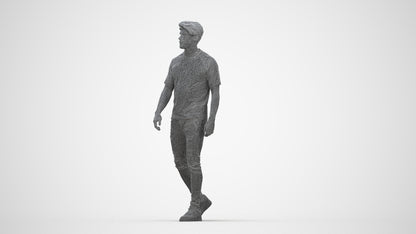 photogrammetry 3D man casual walking, realistic human model archviz FBX, wireframe back view
