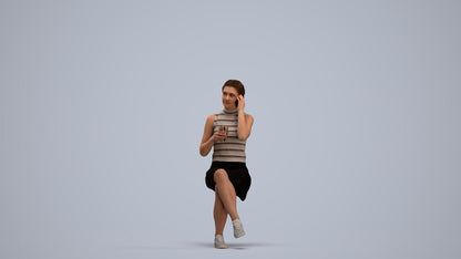 scanned 3D woman casual sitting, photogrammetry people for Enscape and V-Ray, standing pose render