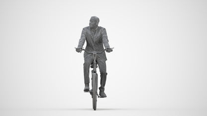3D people model man business cycling, scanned human for 3ds Max rendering, wireframe back view