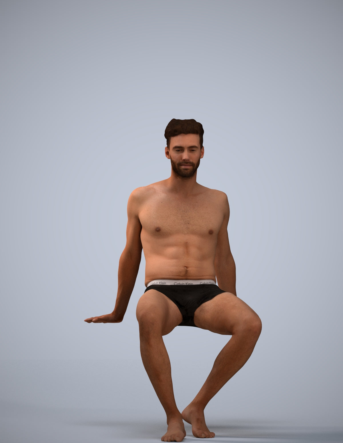 3D human model man sport pool, photogrammetry scanned person for archviz