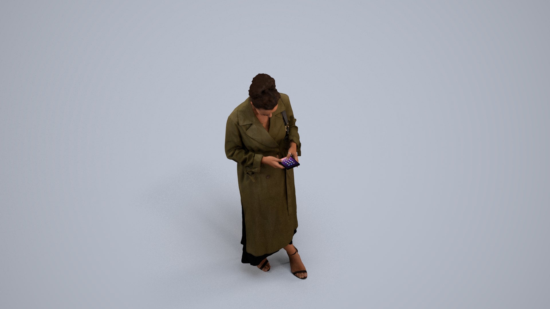 scanned 3D woman business standing, photogrammetry people for Enscape and V-Ray, back view render