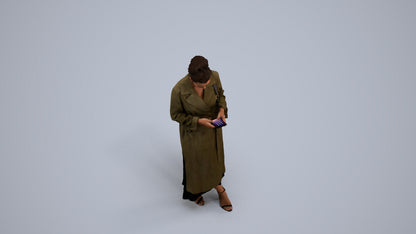 scanned 3D woman business standing, photogrammetry people for Enscape and V-Ray, back view render