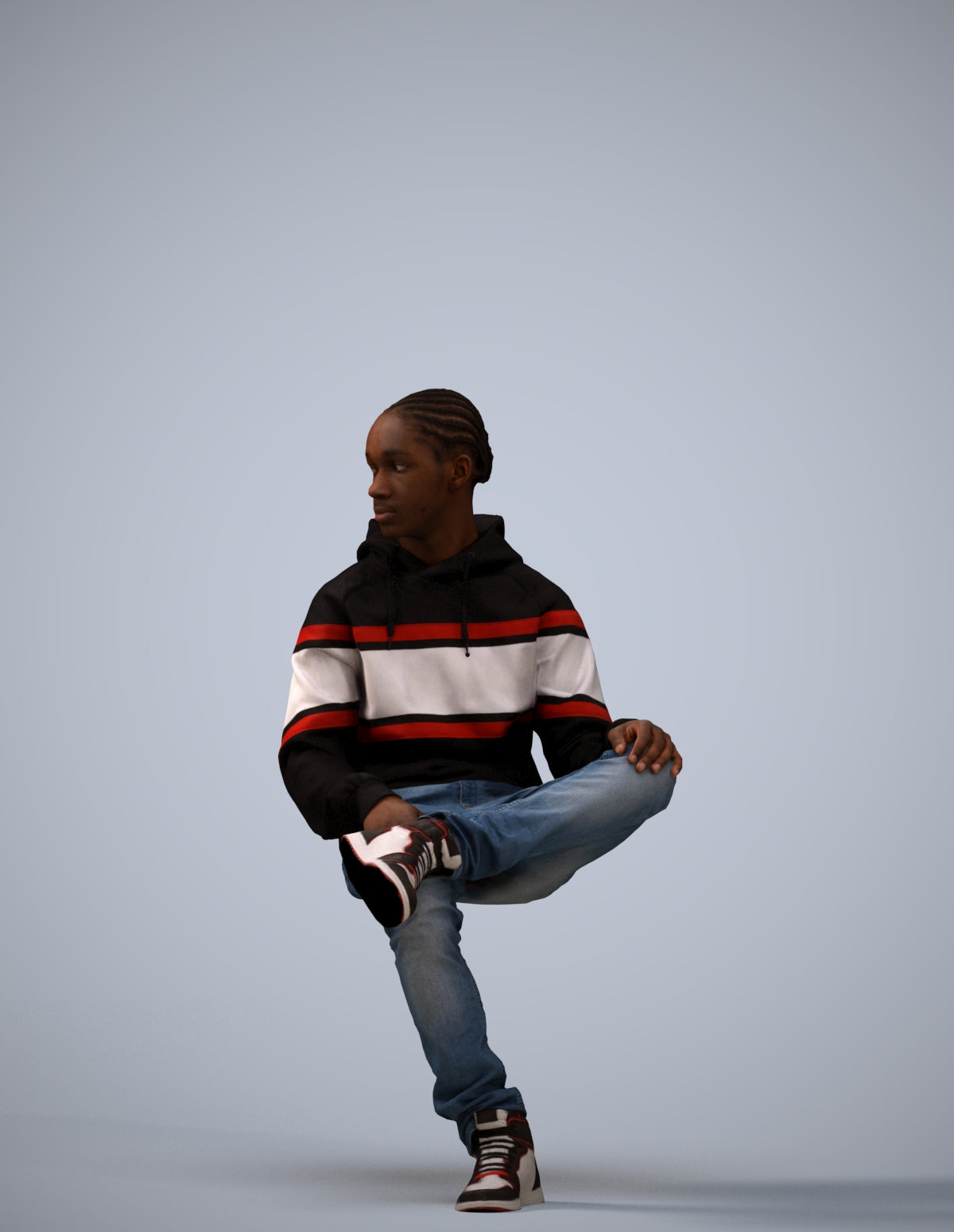realistic 3D boy casual kids, scanned archviz people for Blender and 3ds Max