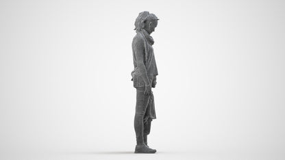 realistic 3D people girl casual kids, render-ready for V-Ray and Corona, FBX OBJ, wireframe side view