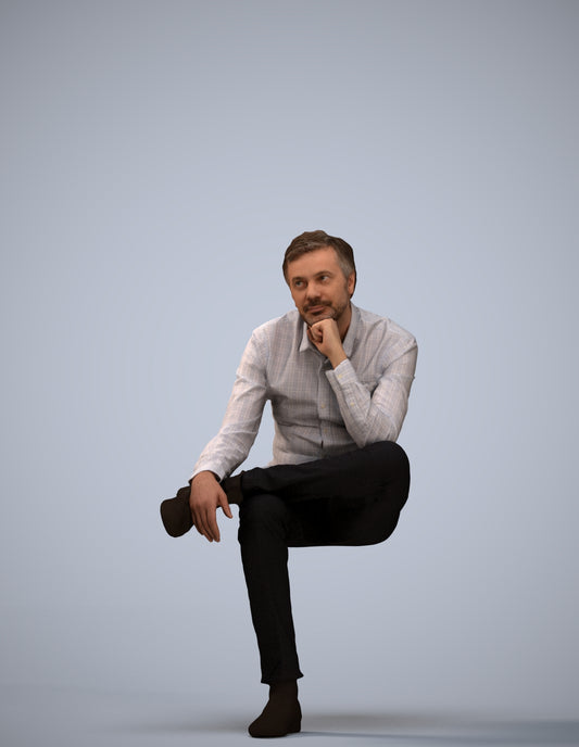 3D scanned man business, photorealistic archviz people for Enscape and SketchUp