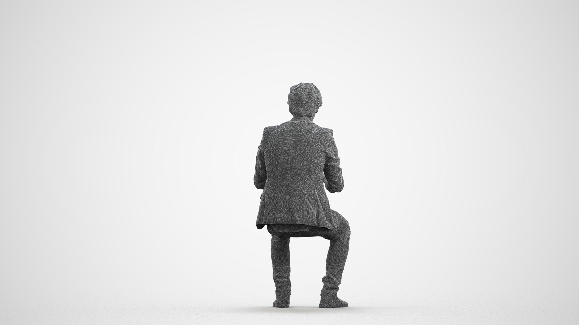 scanned 3D man business, photogrammetry people for Enscape and V-Ray, wireframe front view