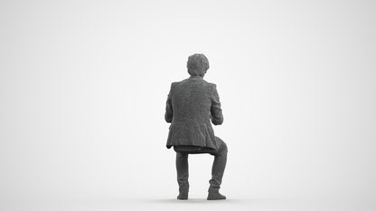 scanned 3D man business, photogrammetry people for Enscape and V-Ray, wireframe front view