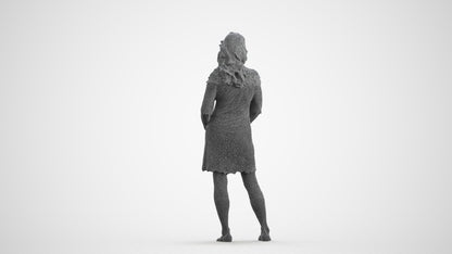 photogrammetry 3D senior woman casual standing, realistic human model archviz FBX, wireframe front view