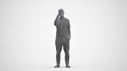 3D people model man casual standing, scanned human for 3ds Max rendering, three-quarter front view render
