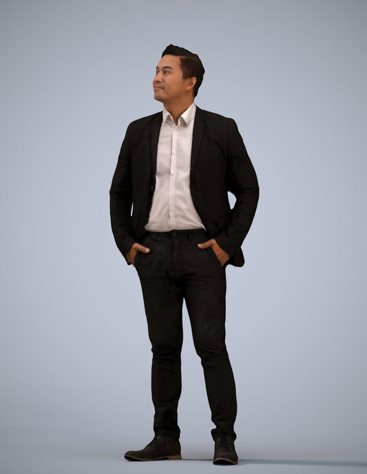 3D scanned man business, photorealistic archviz people for Enscape and SketchUp