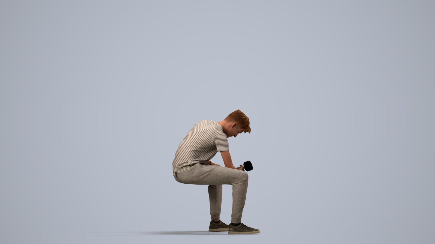 photogrammetry 3D man casual sport, realistic human model archviz FBX, side view render