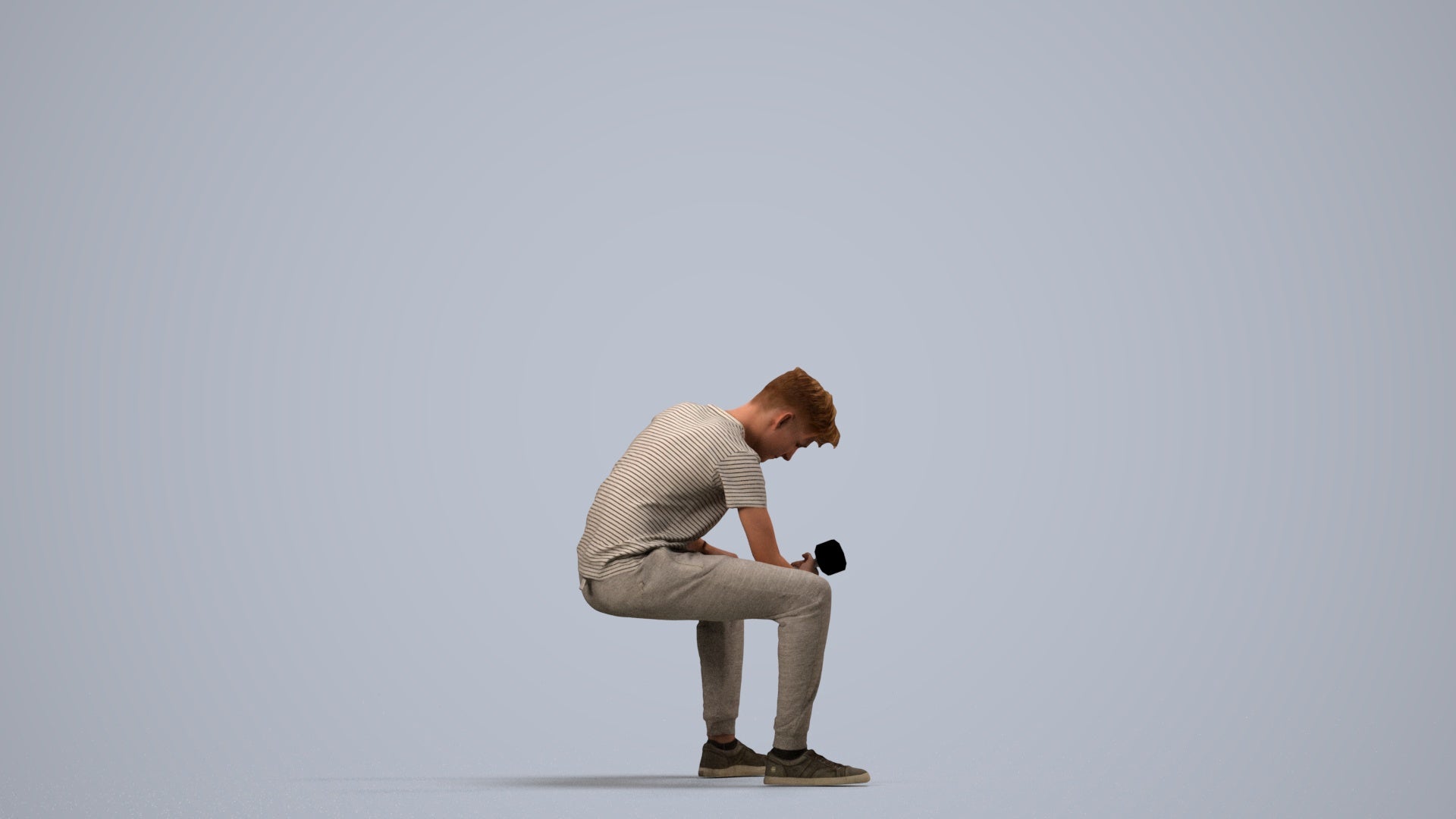 photogrammetry 3D man casual sport, realistic human model archviz FBX, side view render