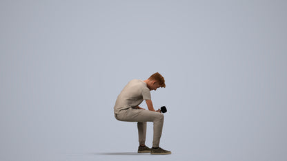 photogrammetry 3D man casual sport, realistic human model archviz FBX, side view render