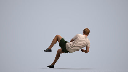 3D human model man casual sitting, photogrammetry scanned person for archviz, front view render