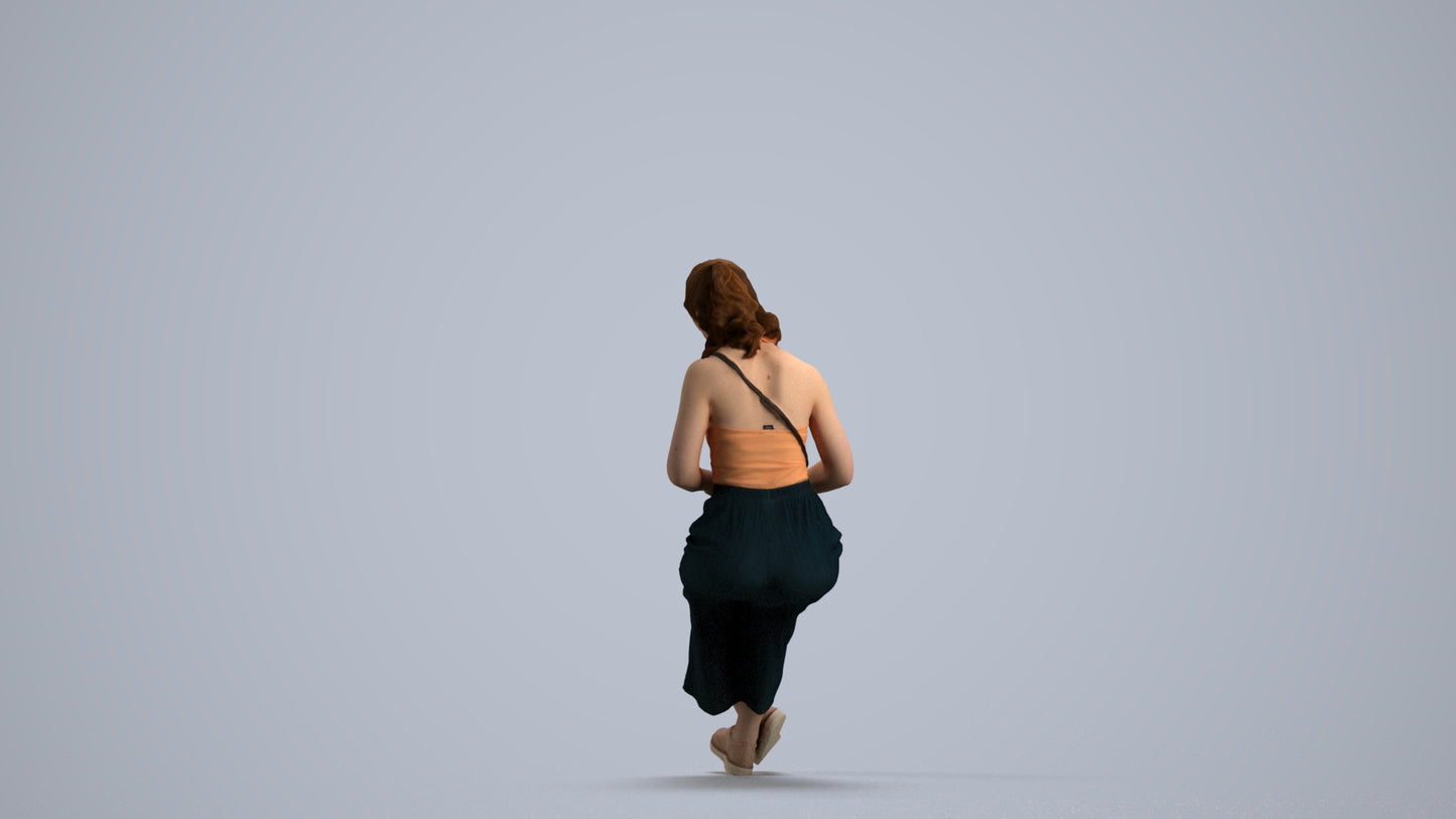 photogrammetry 3D girl casual kids, realistic human model archviz FBX, front view render