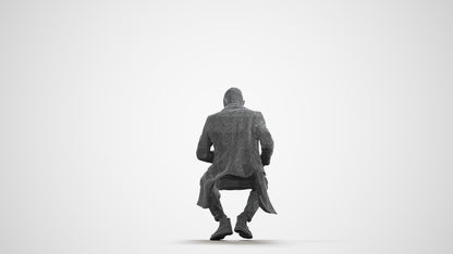 realistic 3D people man casual sitting, render-ready for V-Ray and Corona, FBX OBJ, wireframe front view