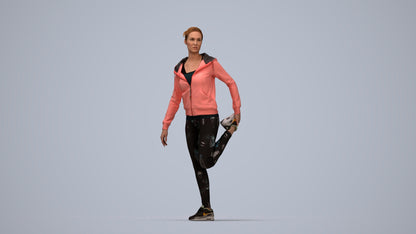 scanned 3D woman sport, photogrammetry people for Enscape and V-Ray, top-down view render