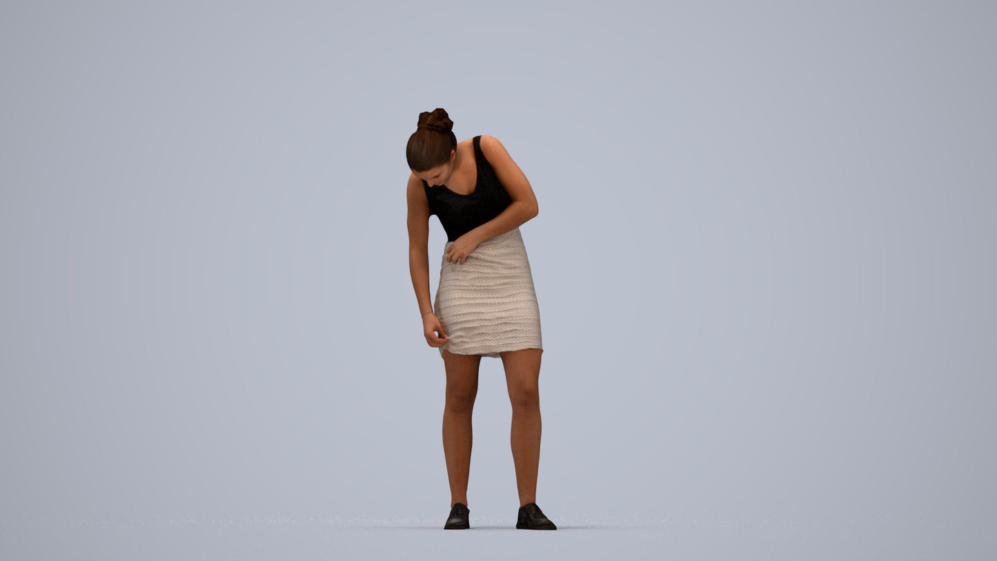 realistic 3D human girl casual kids, archviz people FBX OBJ for Blender, top-down view render